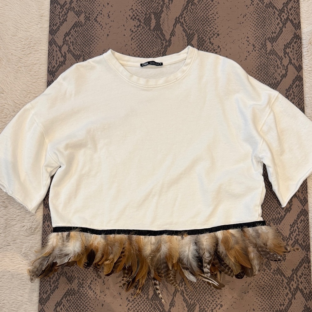 Zara Cream Textured Top